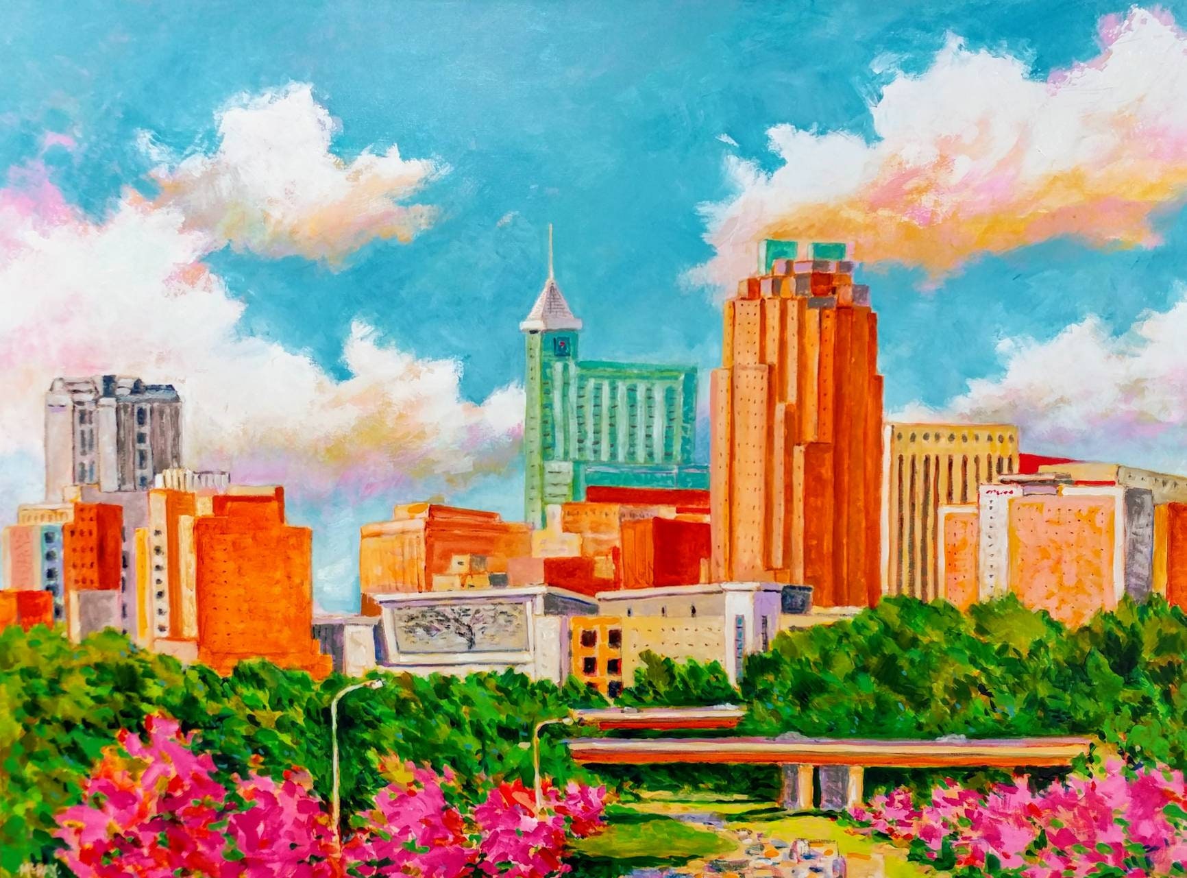 Raleigh North Carolina Skyline Hand Signed Fine Art Print by Etsy