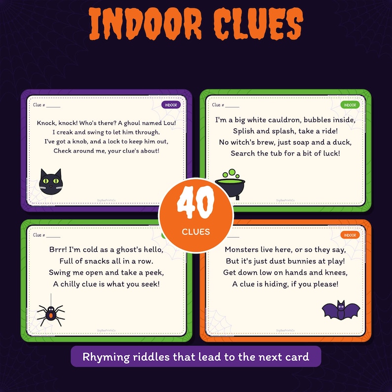 Halloween Treasure Hunt Printable, Indoor Outdoor Scavenger Hunt, 88 ...