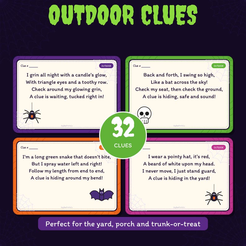 Halloween Treasure Hunt Printable, Indoor Outdoor Scavenger Hunt, 88 ...