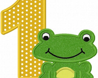 Instant Download Frog Birthday Numbers Font Applique Machine Embroidery Design NO:1136