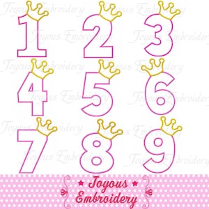 Instant Download Crown Numbers 1-9 Applique Machine Embroidery Design NO:1410