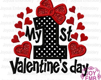 My first Valentine's day,Baby Valentines day applique,Girls Valentines day,Valentine Embroidery design,Valentine Applique pattern NO:2680