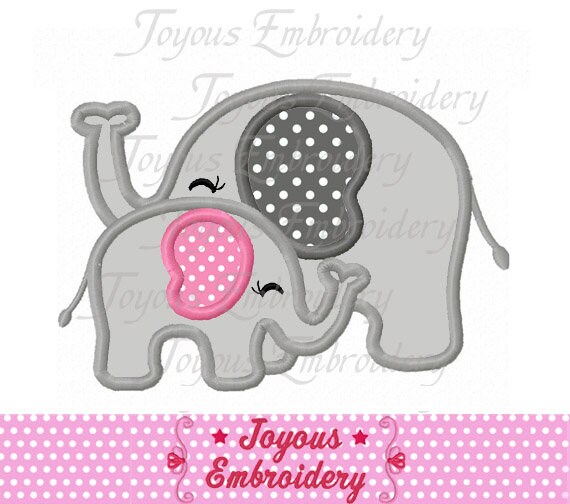 Baby Elephant Embroidery Design-Elephant Applique Embroidery File-Mother's day Shirt Embroidery-Mama and me design-Machine Embroidery File