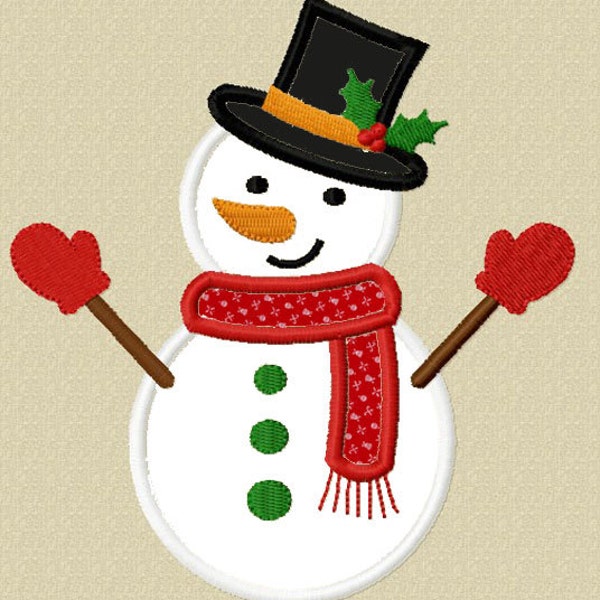 Instant Download Christmas Snowman Applique Machine Embroidery Design NO:1246