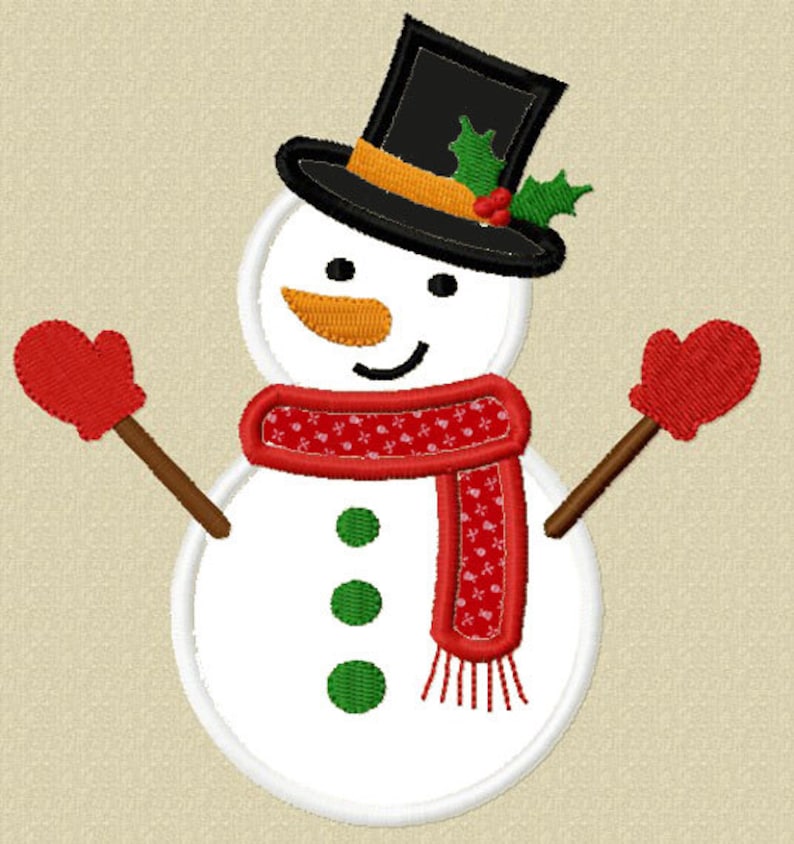 Instant Download Christmas Snowman Applique Machine Embroidery Design NO:1246 image 1