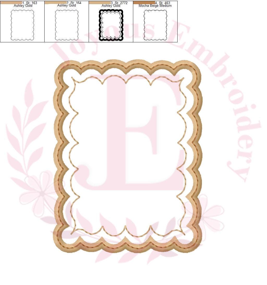 Rectangle Frame Applique Embroidery Design, Scallop Frame Embroidery ...