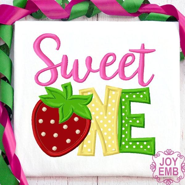 First Birthday,Sweet One Birthday,Birthday Girl Applique,Strawberry Embroidery,Sweet Strawberry Applique,Birthday Embroidery Design NO: