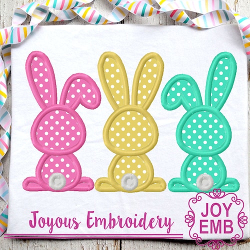Bunny With Easter Egg Trio Applique Machine Embroidery Design - Etsy