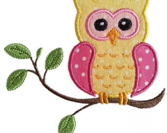 Owl on the branch Applique Machine Embroidery Design,Owl applique design  NO:1141