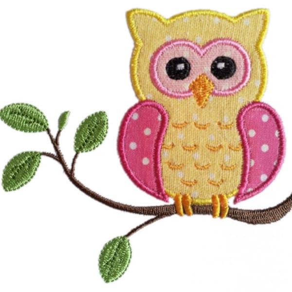 Owl on the branch Applique Machine Embroidery Design,Owl applique design  NO:1141