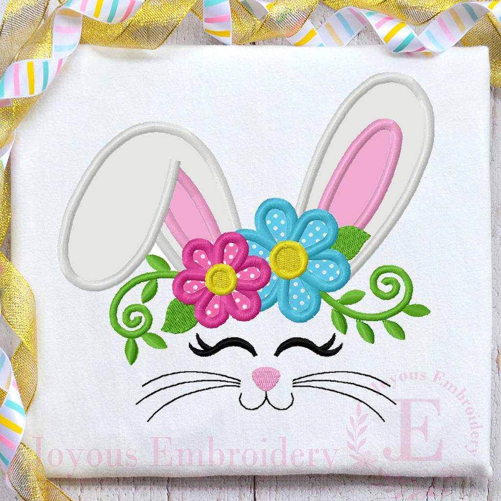 Bunny Face Applique Machine Embroidery Design, Easter Rabbit Ears ...