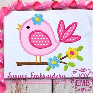 Bird Applique Machine Embroidery Design,Flower applique,Spring applique embroidery,Instant download embroidery design NO:1291 image 1