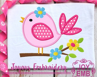 Bird Applique Machine Embroidery Design,Flower applique,Spring applique embroidery,Instant download embroidery design NO:1291