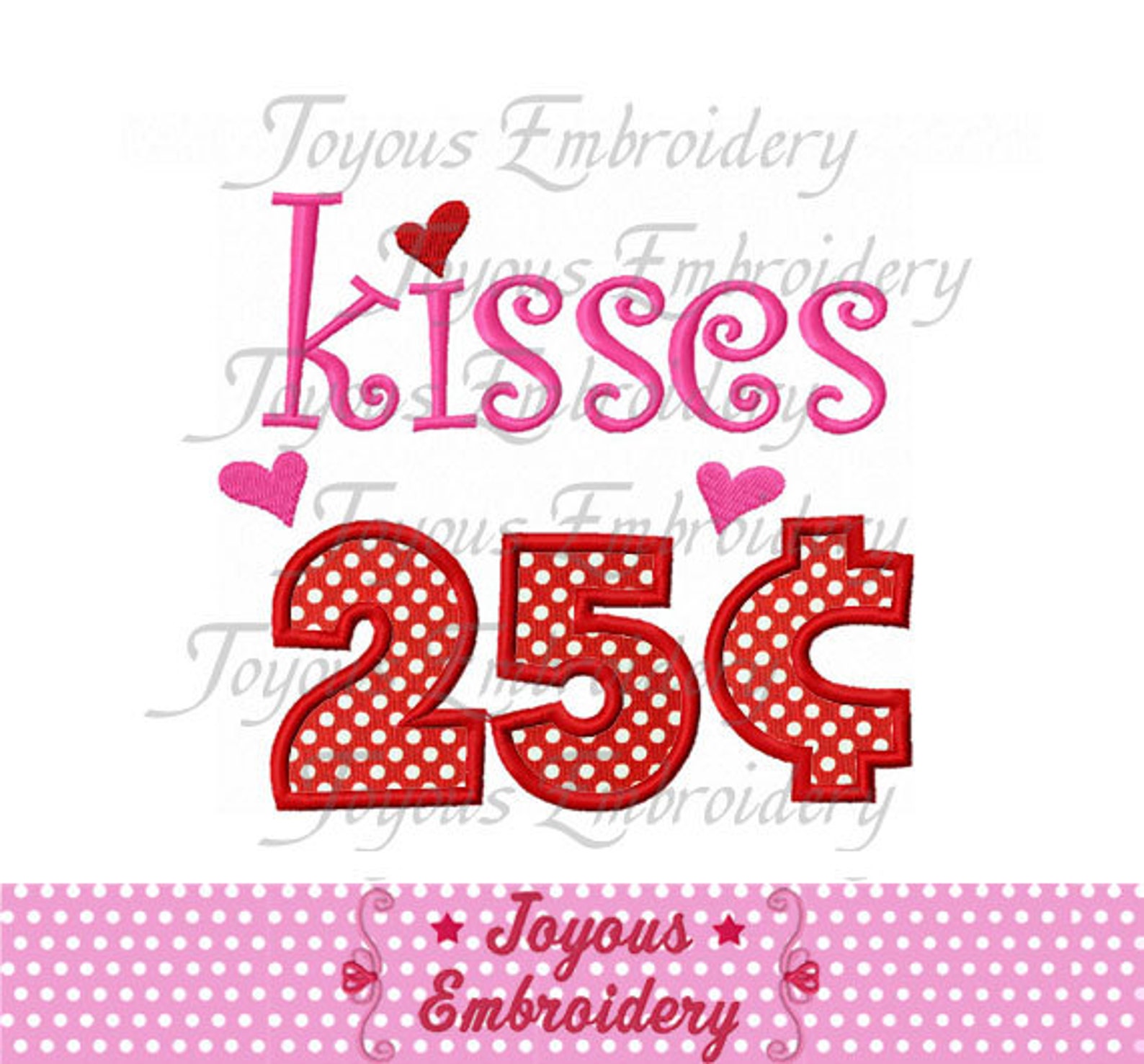 Instant Download Valentine’s Day Kisses 25 Cents Applique - Etsy