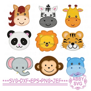 Tiere Bundle Stickdatei, süße Tiere Stickdatei, Maschinenstickerei, Zoo Tiere Applikation Stickerei, Dschungel Tiere Stickdateien