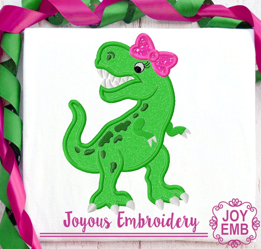 Birthday Girl,girl Dinosaur Applique,rex Applique,dinosaur Embroidery ...