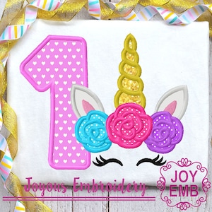 Unicron Applique,First Birthday Applique,Birthday Girl Appliuq,Birthday Unicorn machine embroidery file NO:3582