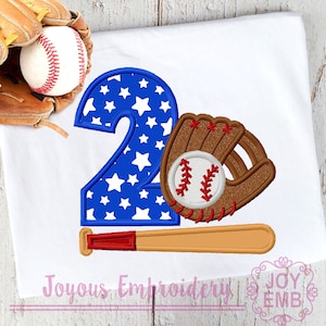 Baseball Applique,Second Birthday Applique,Baseball Embroidery Design,Birthday Embroidery,Number 2 Applique