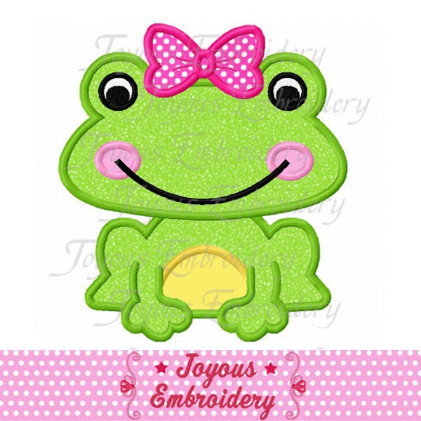 Girl Frog Applique Machine Embroidery Design,Spring applique,Animal applique,Girls applique ,Instant download applique design NO:1742