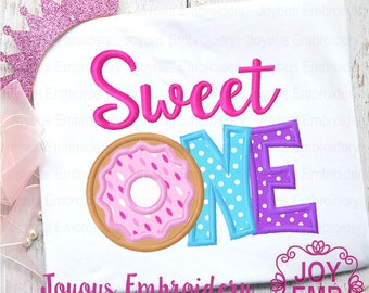 Birthday Donut  Applique Machine Embroidery Design,Sweet one dount applique,First birthday Donut applique design Instant Download