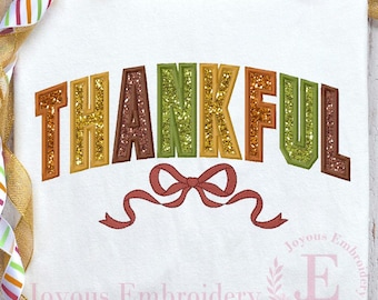 Thankful Applique Embroidery File,Thanksgiving Machine Embroidery Design,Instant Download Digital File