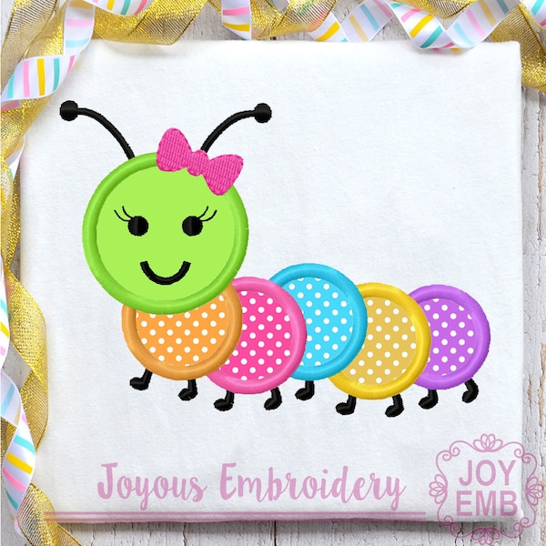 Caterpillar Embroidery Design,Caterpillar Applique,Machine Embroidery File,Joyous Embroidery