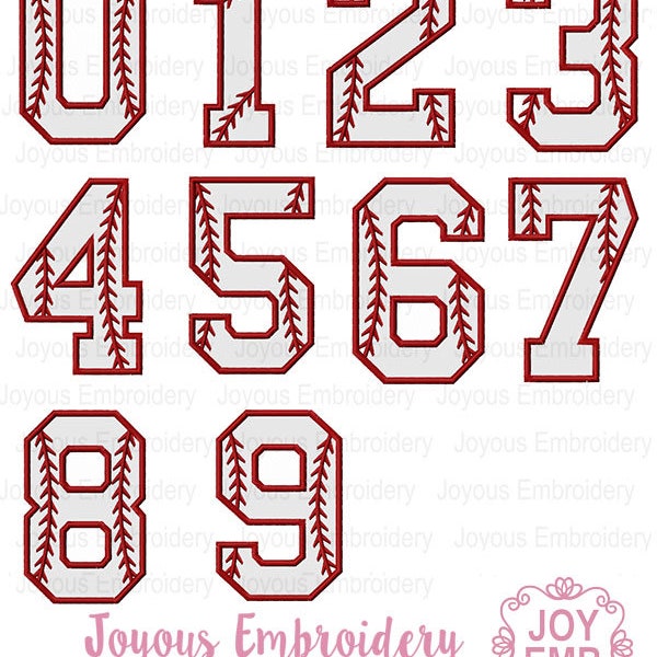 Baseball Numbers Applique,0-9 Numbers Embroidery,Baseball shirt applique,Cap Applique Embroidery,Machine Embroidery Design,Embroidery File