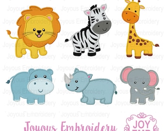 Animal Applique Bundle,Animal Embroidery Design,Elephant Embroidery,Giraffe Embroidery,Zebra Embroidery,Hippo Embroidery,Rhino Embroidery