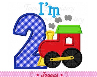 I'm 2 Train Applique,Second Birthday Applique,Train Embroidery Design,Machine Embroidery Design NO:1978