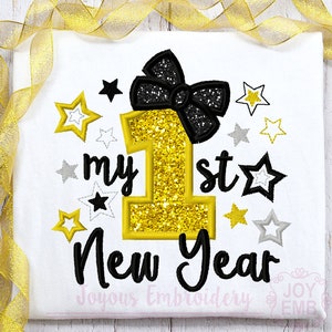First New Year Applique,Baby New Year Embroidery,Happy New Year,Machine Embroidery,Embroidery Design