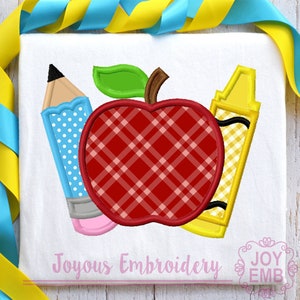 Back To School Stickerei,Bleistift Applikation,Apple Stickerei,Maschinenstickerei,Stickerei Datei Download