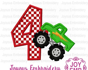 Monster Truck applique,Truck applique,Birthday Applique,Monster Turck Numbers Machine embroidery file NO:3089