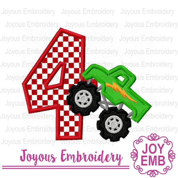 Monster Truck applique,Truck applique,Birthday Applique,Monster Turck Numbers Machine embroidery file NO:3089