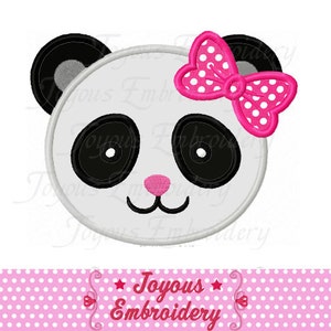 Instant Download Girl Panda Face Applique Machine Embroidery Design NO:2054