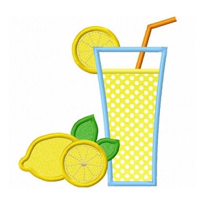 Lemonade Applique,Lemonade Embroidery Design,lemon applique,Lemon Embroidery,Summer applique embroidery design NO:1343