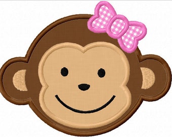 Monkey Applique,Monkey Embroidery,Monkey Boy And monkey Girl,Applique Pattern,Machine Embroidery Design NO:1129