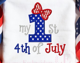 First 4th of July Applique Embroidery ,Girls fourth of July applique,4th of July embroidery design,Independence Day Machine Embroidery File