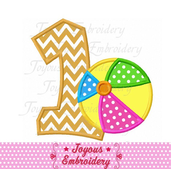 Instant Download Beach Ball Number 1 Applique Embroidery Etsy