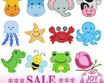 Animal Applique Embroidery Bundle,Machine Emboidery File,Instand Download Embroidery File