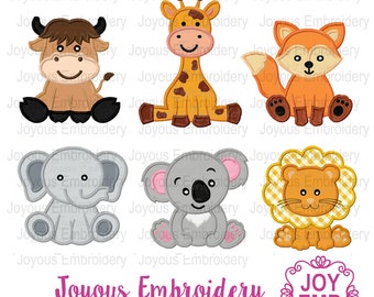 Animal Baby Applique Design,Animal Embroidery File,Fox Embroidery,Giraffe Embroidery,Koala Embroidery, Machine Embroidery File