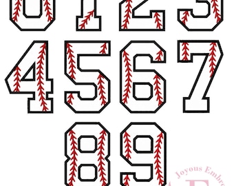 Baseball Numbers Applique,0-9 Numbers Embroidery,Baseball shirt applique,Machine Embroidery Design,Instant Download Embroidery File