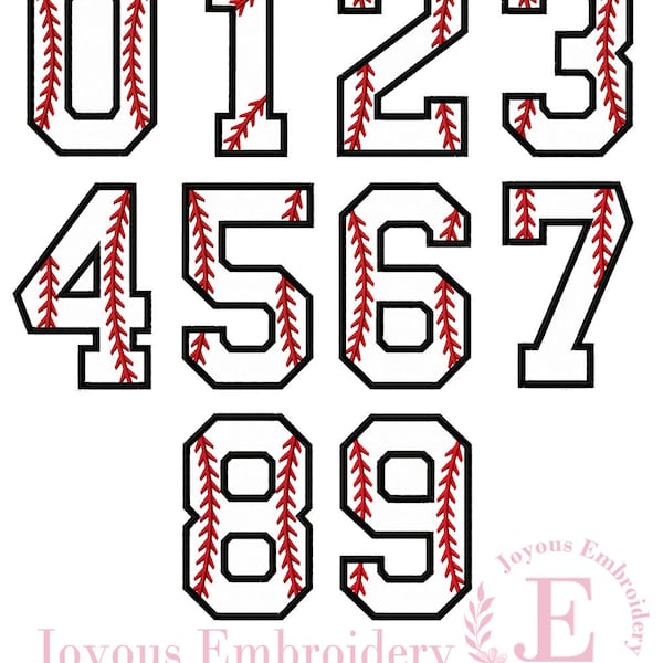 Baseball Numbers Applique,0-9 Numbers Embroidery,Baseball shirt applique,Machine Embroidery Design,Instant Download Embroidery File