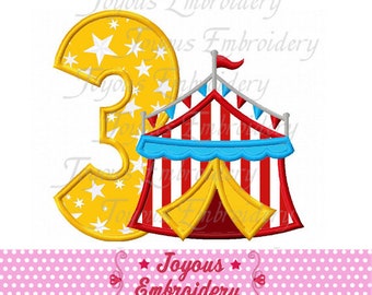 Instant Download Circus Tent Applique Machine Embroidery,Circus Numbers applique,3rd Birthday,Circus Birthday applique design Design