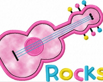 Instant Download Guitar Rock Applique Machine Embroidery Design NO:1117