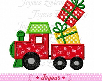 Instant Download Train Christmas Gift Applique Machine Embroidery Design NO:1876