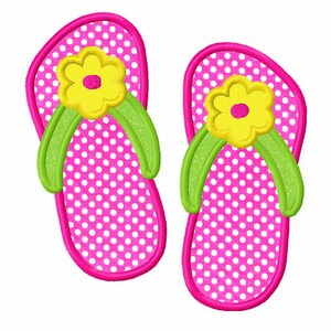 Flower Flip Flops Applique,Flip Flops Embroidery,Summer Embroidery Design,Beach Embroidery File, Machine Embroidery Design