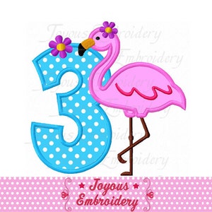 Flamingo Number 3 Applique,Flamingo Embroidery Design,Instant Download Embroidery File NO:2140