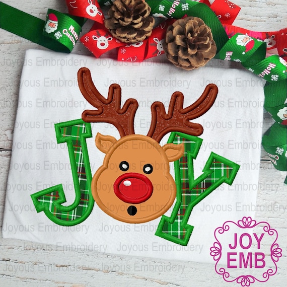 Reindeer Applique,Christmas Applique,Joy applique,Christmas Machine Embroidery Design NO:2648
