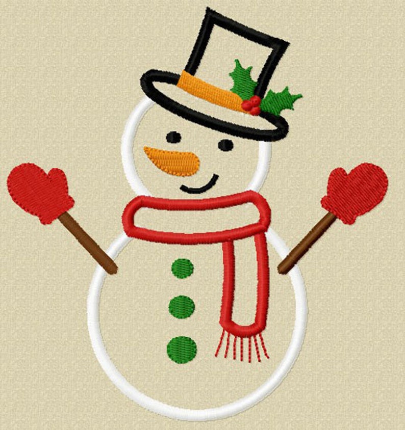 Instant Download Christmas Snowman Applique Machine Embroidery Design NO:1246 image 2