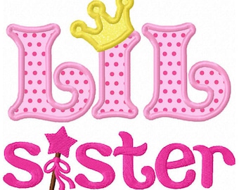 Little Sister Embroidery,Sister Embroidery,Sister Applique,Magic Wand Applique,Machine Embroidery Design